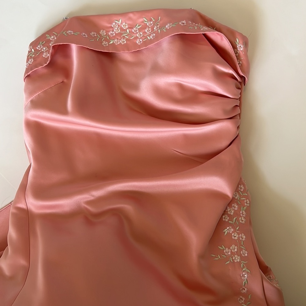 Masquerade Strapless Full Length Gown Dress Coral Pink 5/6 - Picture 9 of 10
